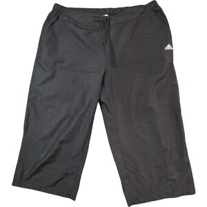 Adidas Capri Pants Women XL Black Athletic Crop Drawstring Excellent
